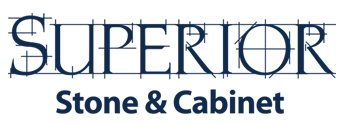 The image features the Superior Stone & Cabinet logo: stylized blue font, spelling the company name.